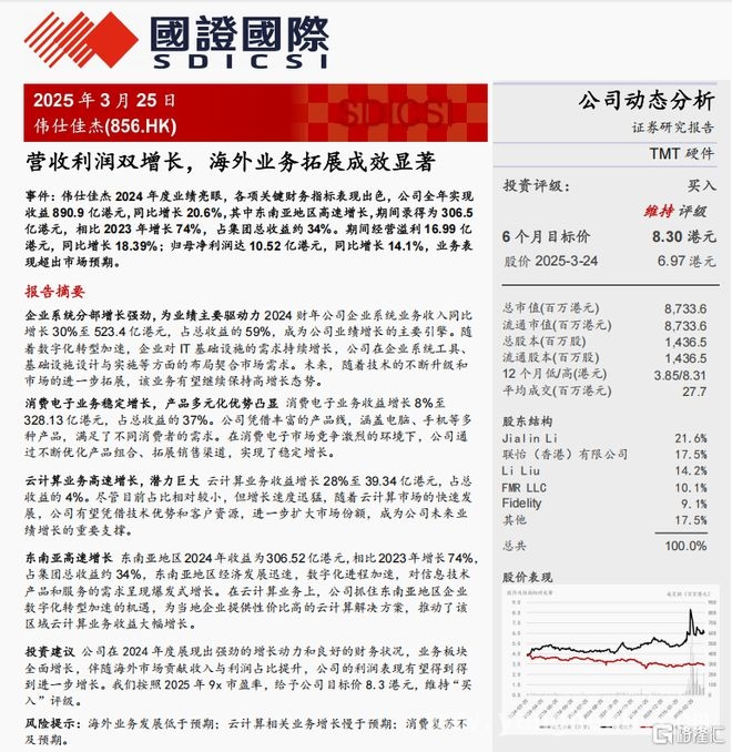 伟仕佳杰2024年度财报亮眼，各业务板块全面开花