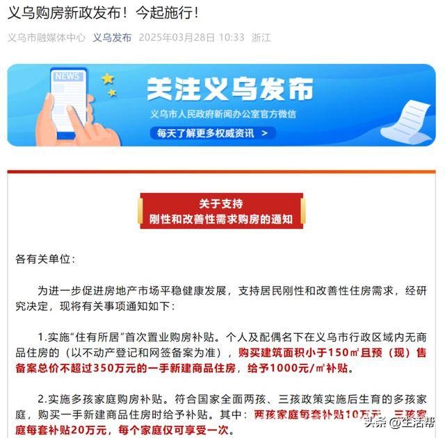 2025年3月：义乌及多地购房补贴政策大揭秘 3月楼市新动态：义乌和多地购房补贴来袭