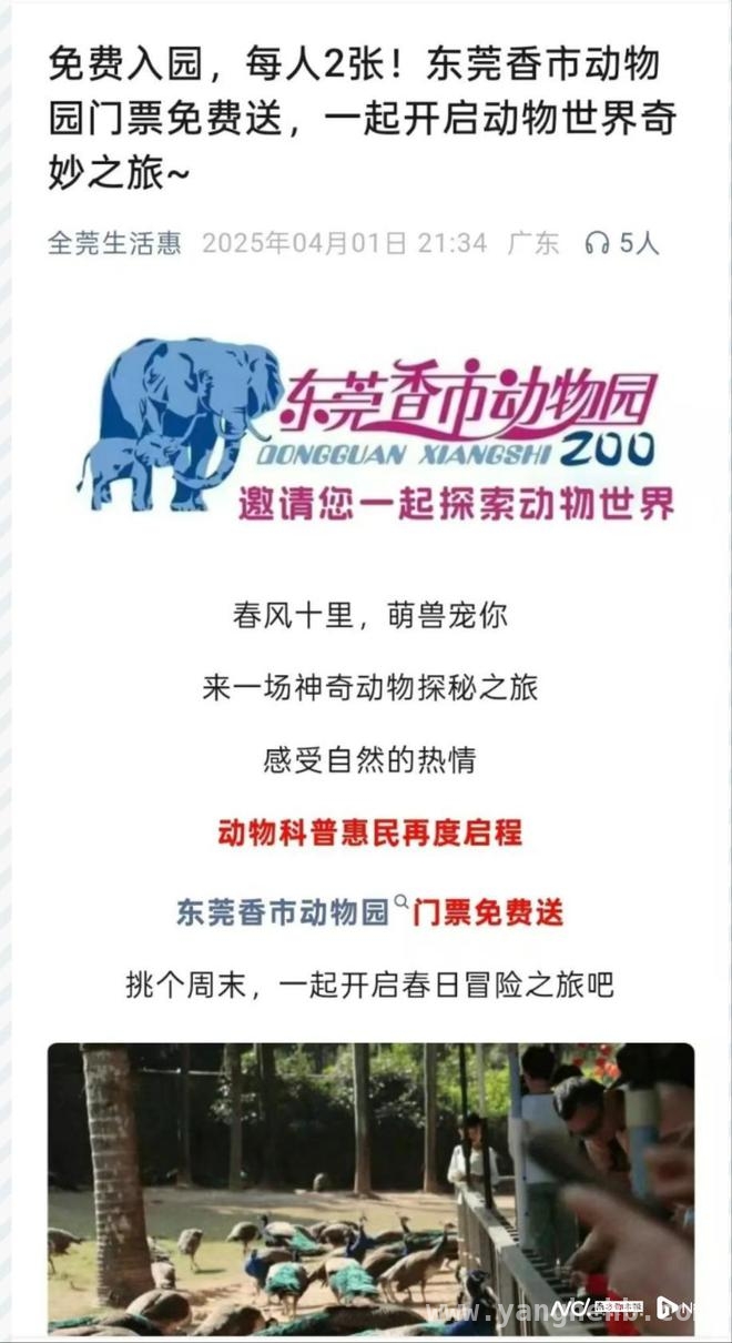 东莞香市动物园严打“免费入园”虚假活动，维护权益！，东莞香市动物园：坚决追究“免费送票”虚假宣传责任